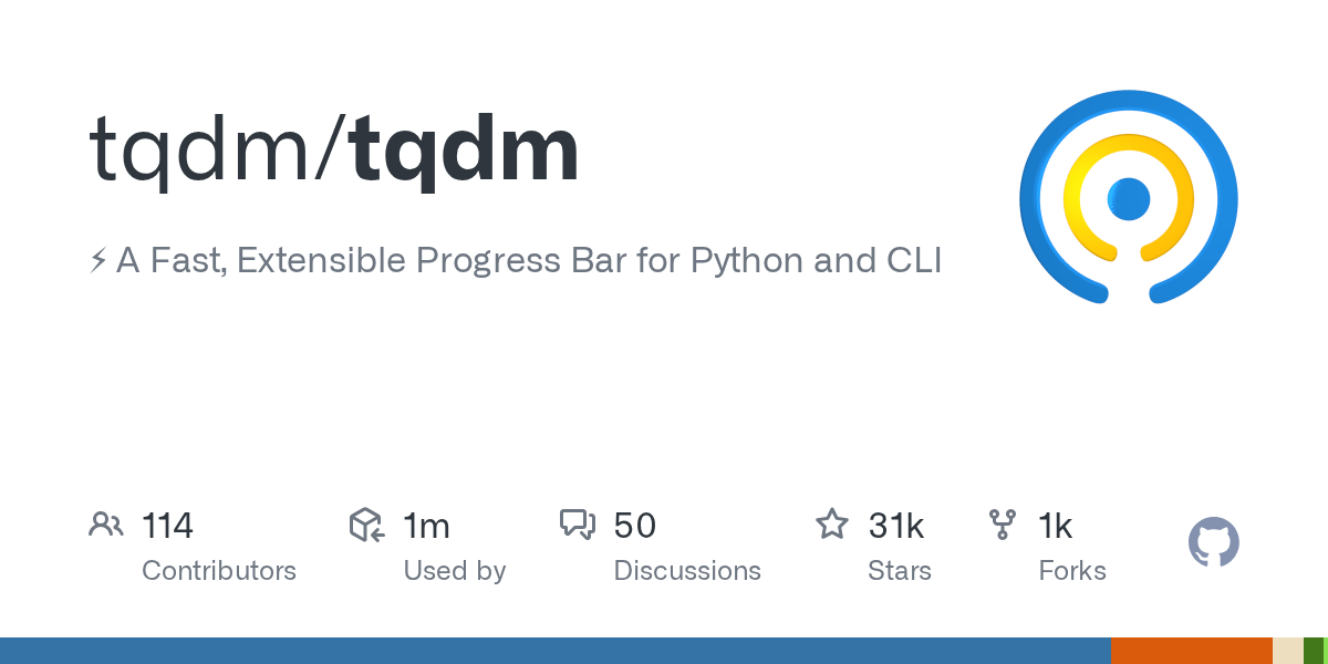 GitHub - tqdm/tqdm: :zap: A Fast, Extensible Progress Bar for Pytho...