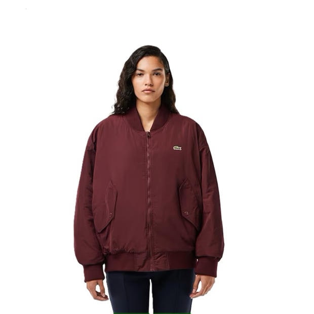 Lacoste: Lacoste Women's  Oversized Ribbed Bomber Jacket