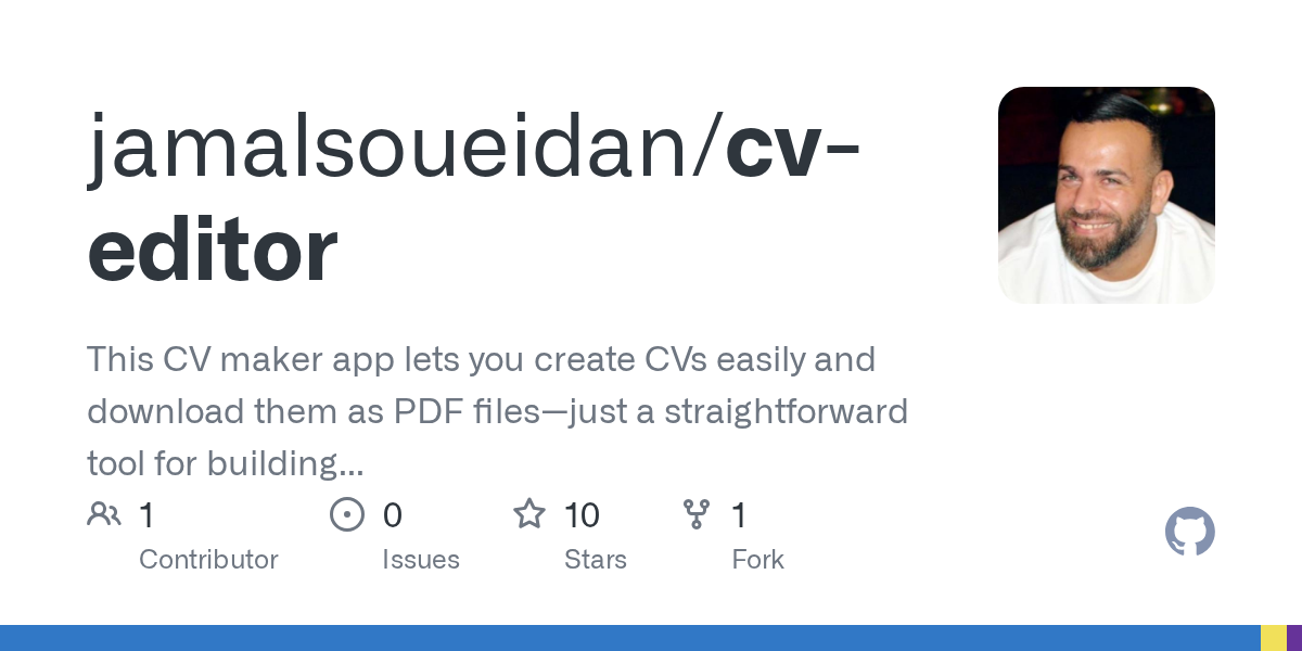 GitHub - jamalsoueidan/cv-editor: This CV maker app lets you create...