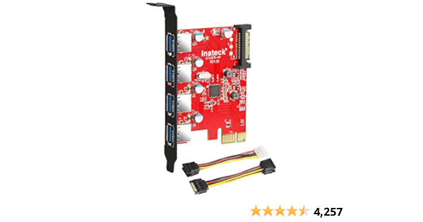 Inateck PCI-e to USB 3.0 (4 Ports) PCI Express Card and 15-Pin Powe...