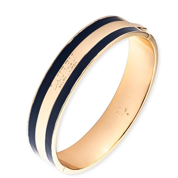 Lauren Ralph Lauren: Lauren Ralph Lauren Lauren Ralph Lauren Navy Enamel and Gold Bangle