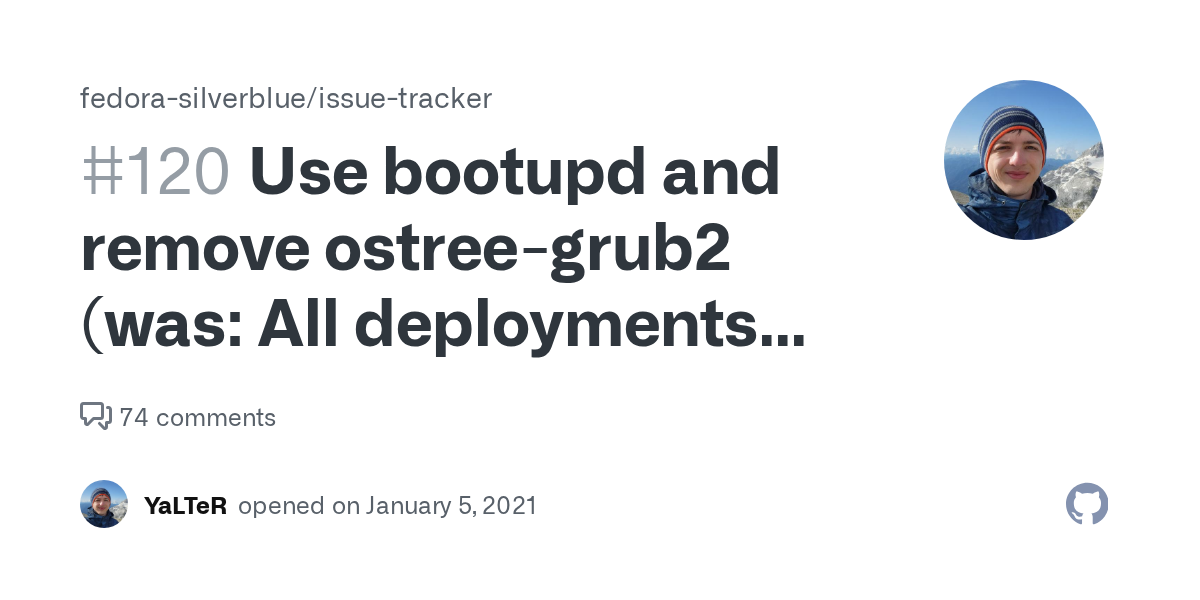 Use bootupd and remove ostree-grub2 (was: All deployments are shown...