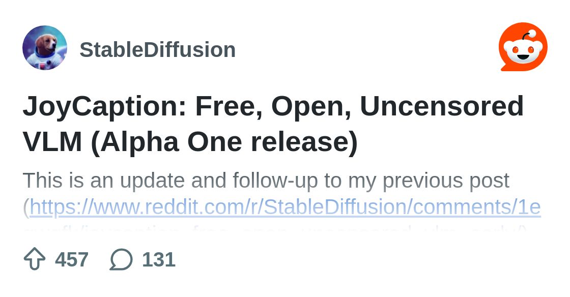 From the StableDiffusion community on Reddit: JoyCaption: Free, Ope...