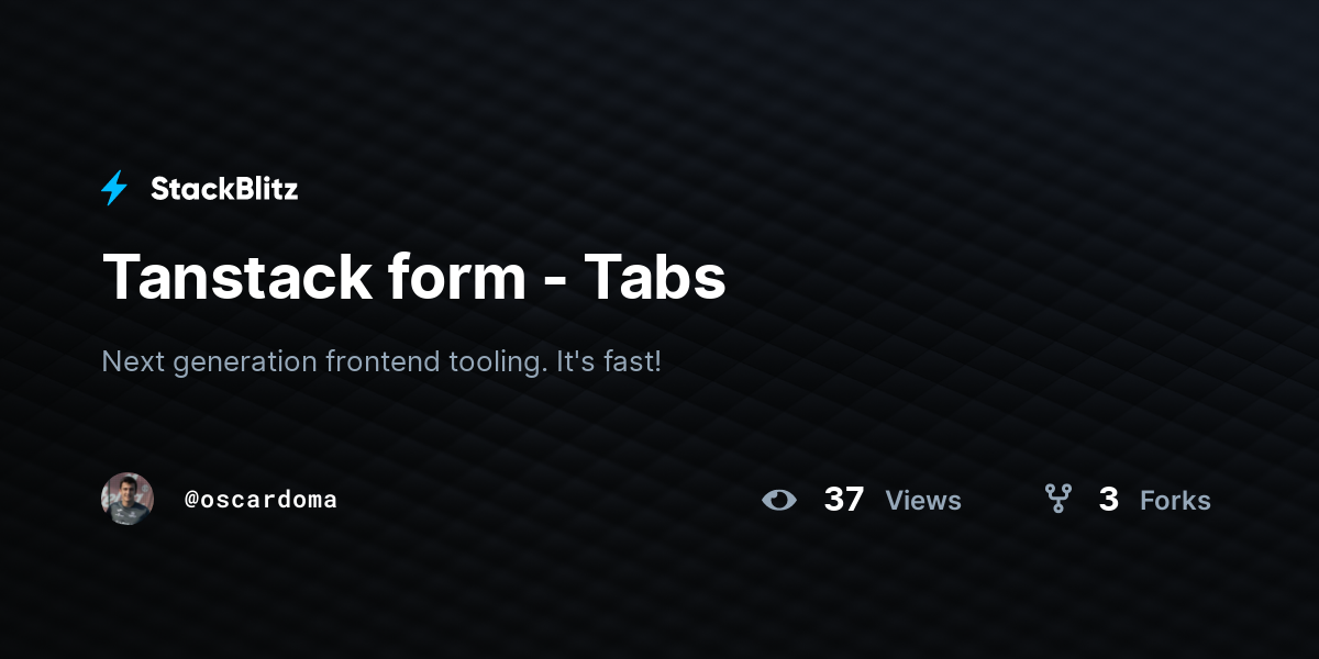 Tanstack form - Tabs - StackBlitz
