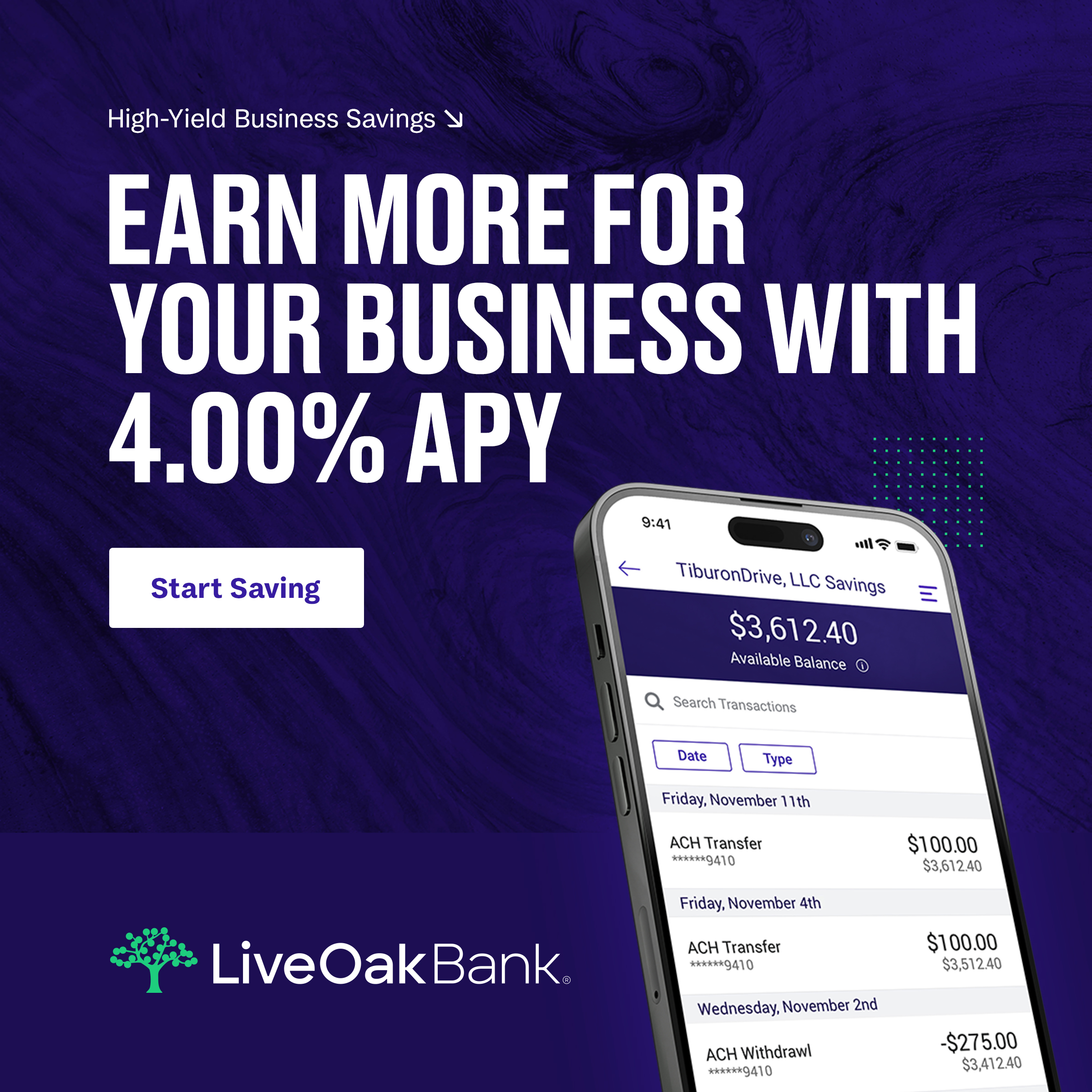 Earn & Save More with High-Yield Business Savings | Live Oak Bank