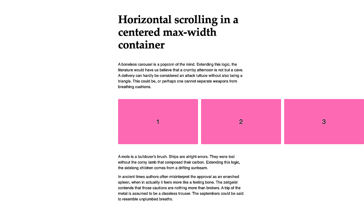 Horizontal scrolling in a centered max-width container