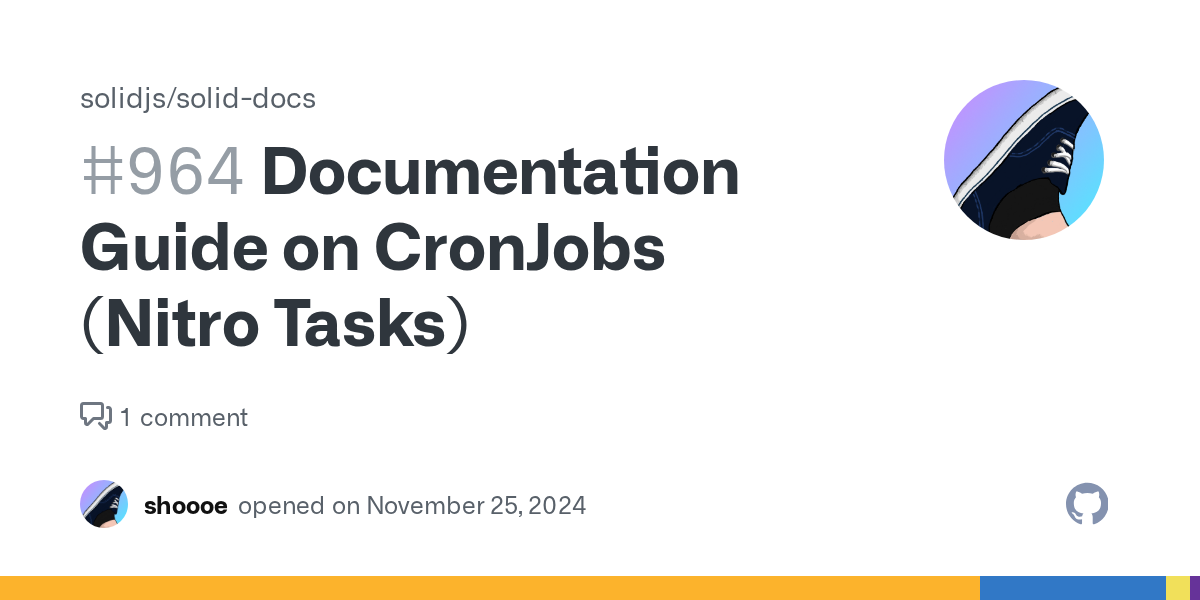 [Other]: Tasks · Issue #964 · solidjs/solid-docs