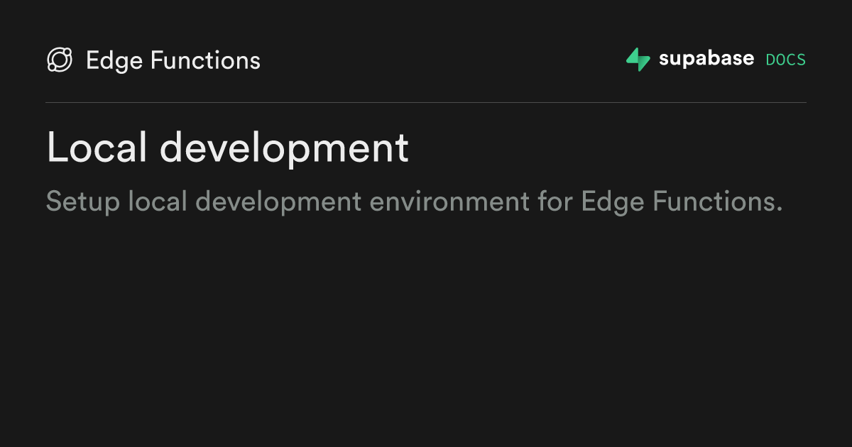 Local development | Supabase Docs