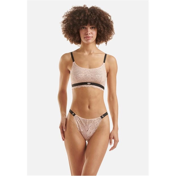 ADIDAS ORIGINALS: ADIDAS ORIGINALS Lace Bralette With Rubber Sealed Logo Front
