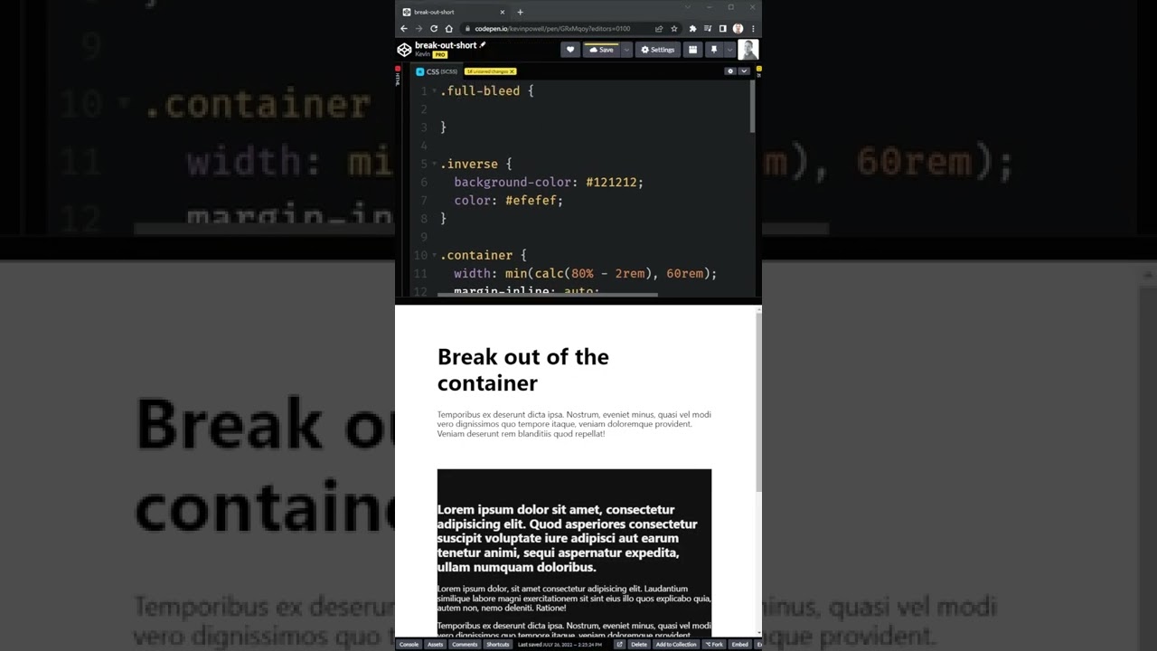 Full-width background inside a container