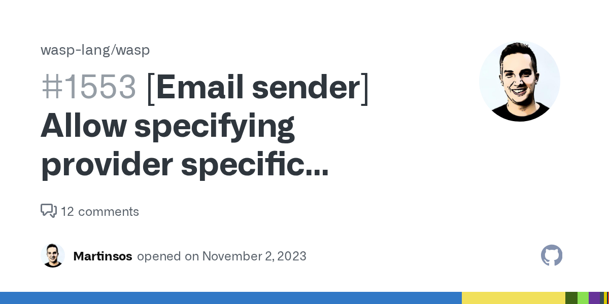 [Email sender] Allow specifying provider specific options, like tem...