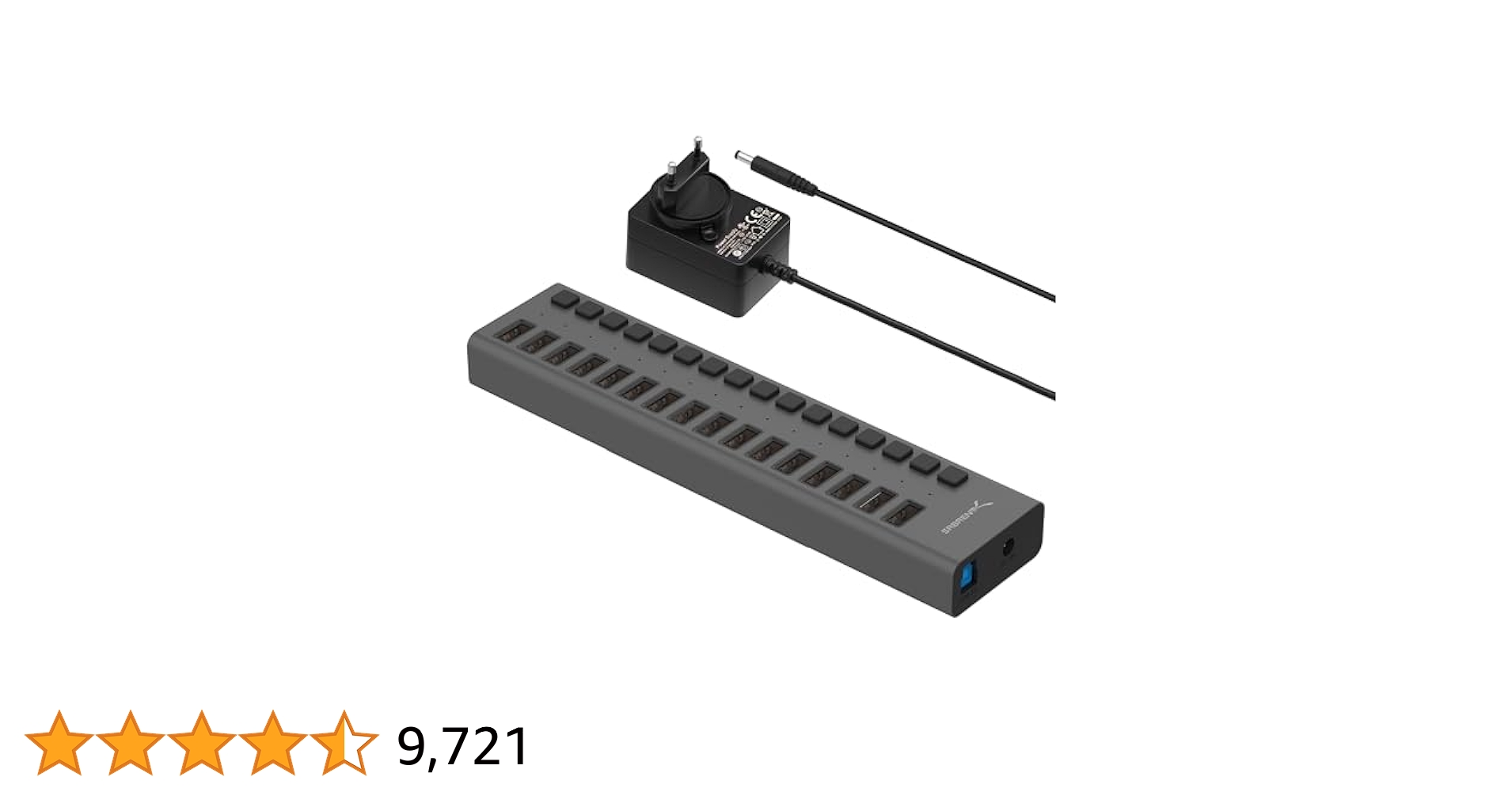 SABRENT 16-Port USB Hub Aktiv mit Netzteil – 90W USB Ladegerät M...