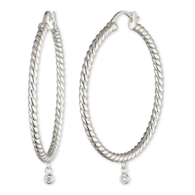 Ralph Lauren: Ralph Lauren Rope Twist Diamond Hoop Earrings
