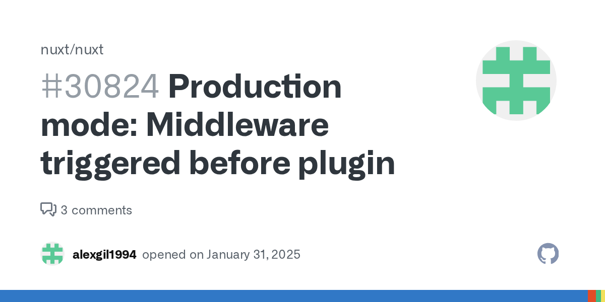 Production mode: Middleware triggered before plugin · Issue #30824 ...
