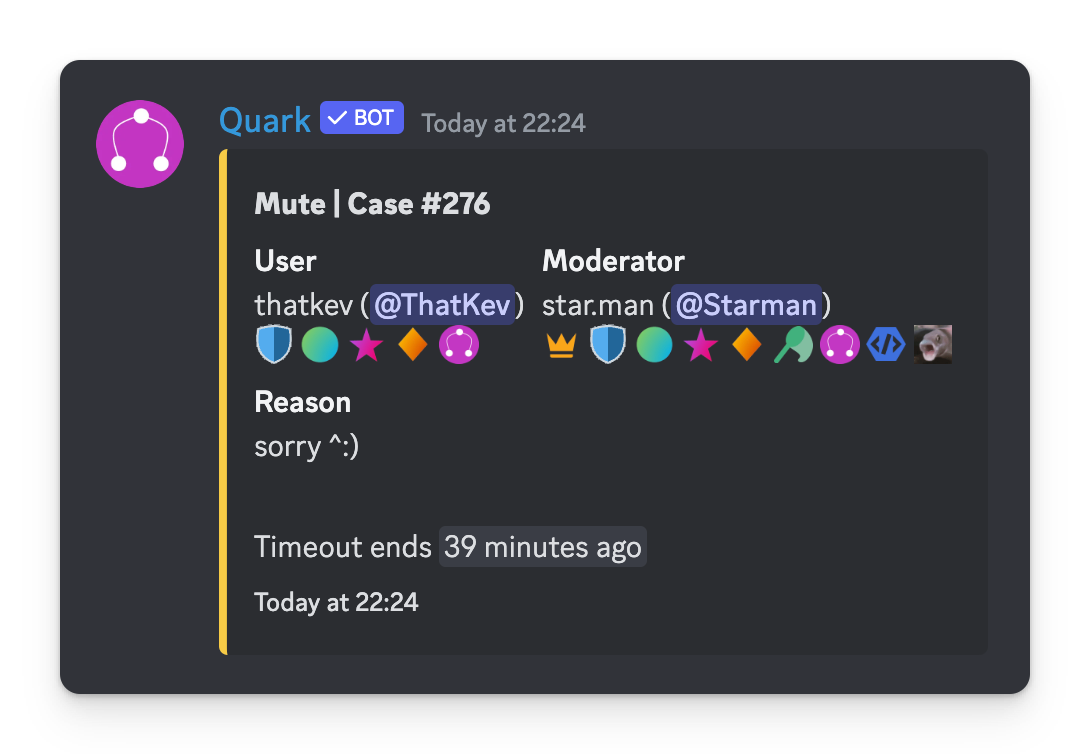 Timed mutes logging