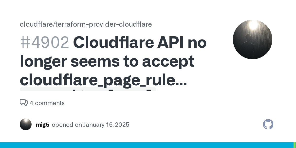 Cloudflare API no longer seems to accept cloudflare_page_rule `secu...