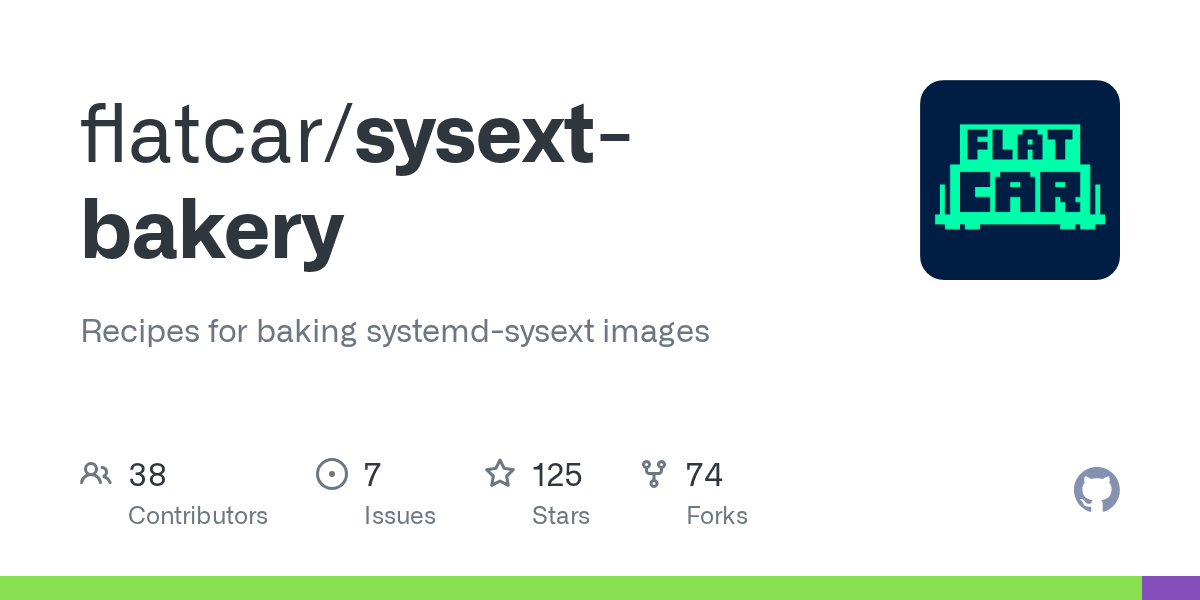 GitHub - flatcar/sysext-bakery: Recipes for baking systemd-sysext i...