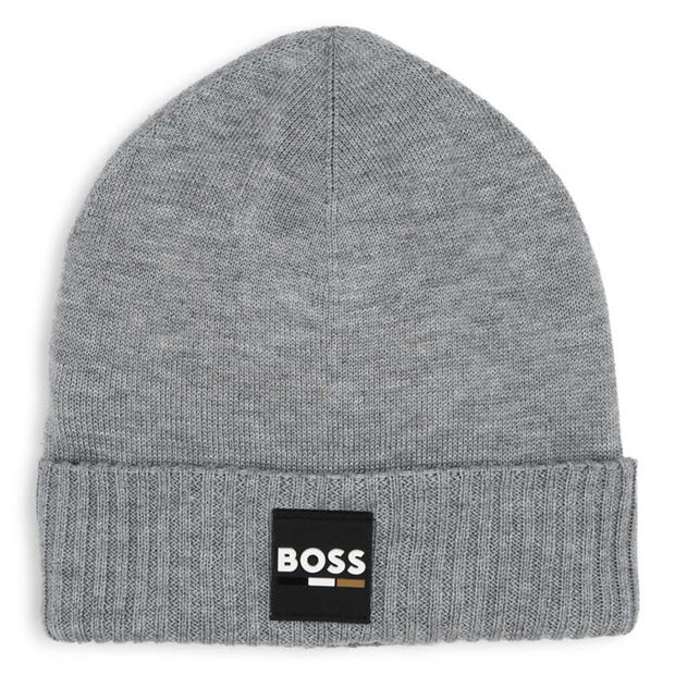 Boss: Boss Kids Small Logo Wide Ribbed Cuff Beanie