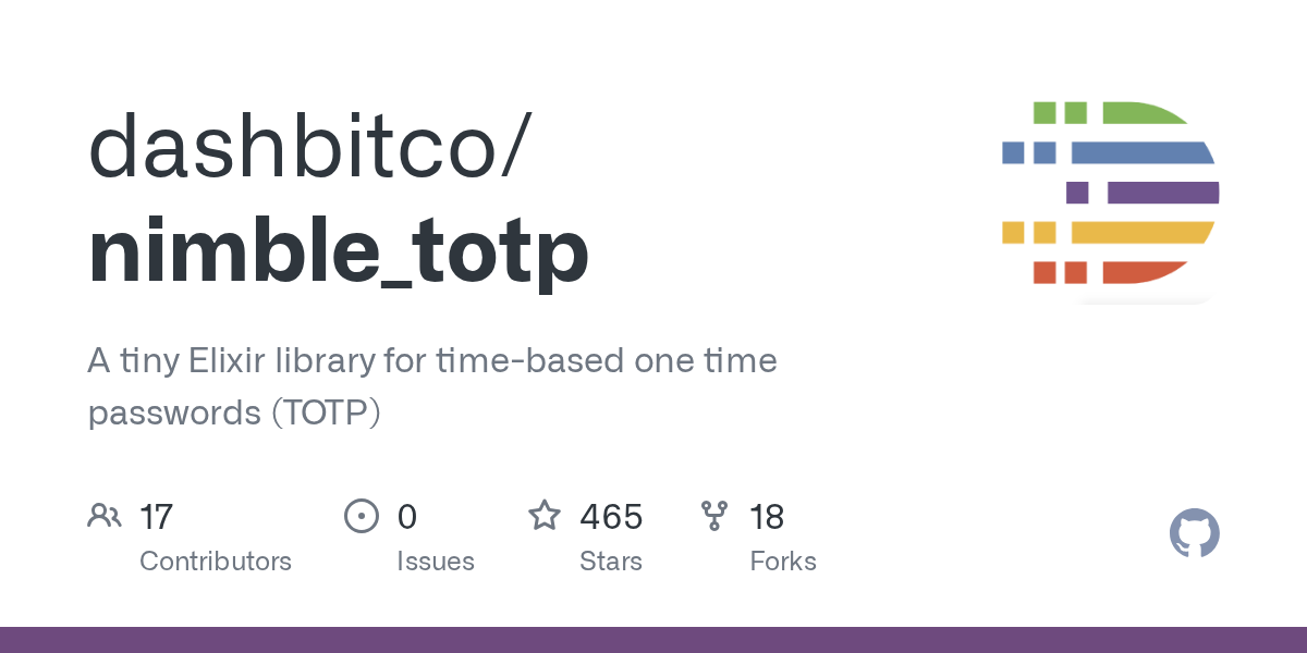 GitHub - dashbitco/nimble_totp: A tiny Elixir library for time-base...