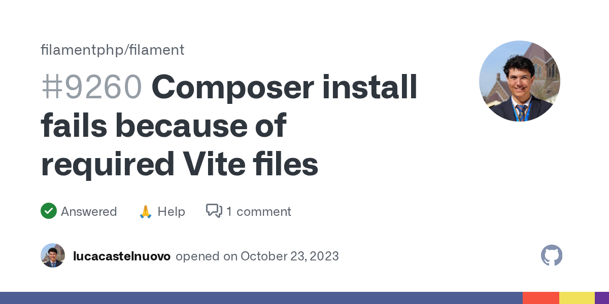 Composer install fails because of Vite · filamentphp filament · Dis...