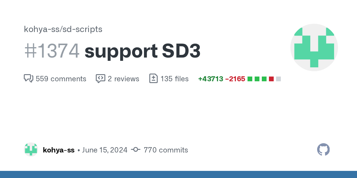 support SD3 by kohya-ss · Pull Request #1374 · kohya-ss/sd-scripts