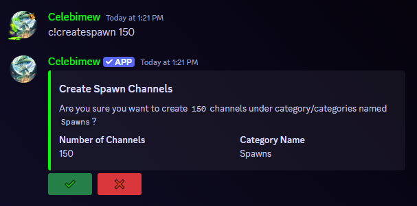 c!createspawn <count> <categoryName>
