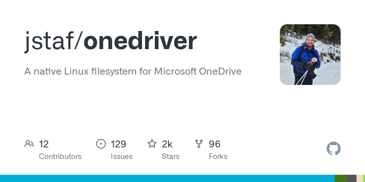 GitHub - jstaf/onedriver: A native Linux filesystem for Microsoft O...