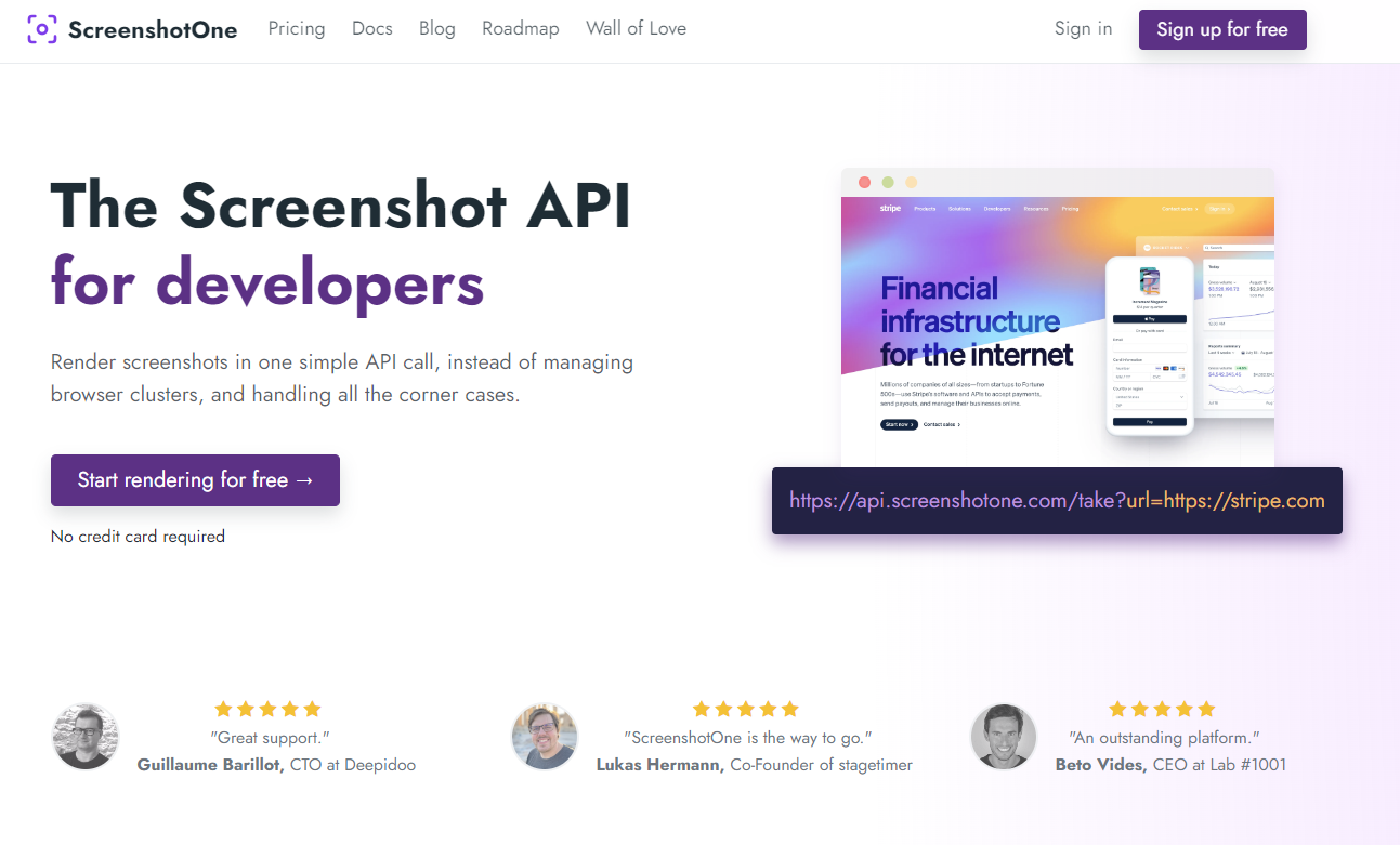 ScreenshotOne · Built with Workers · Cloudflare Workers®