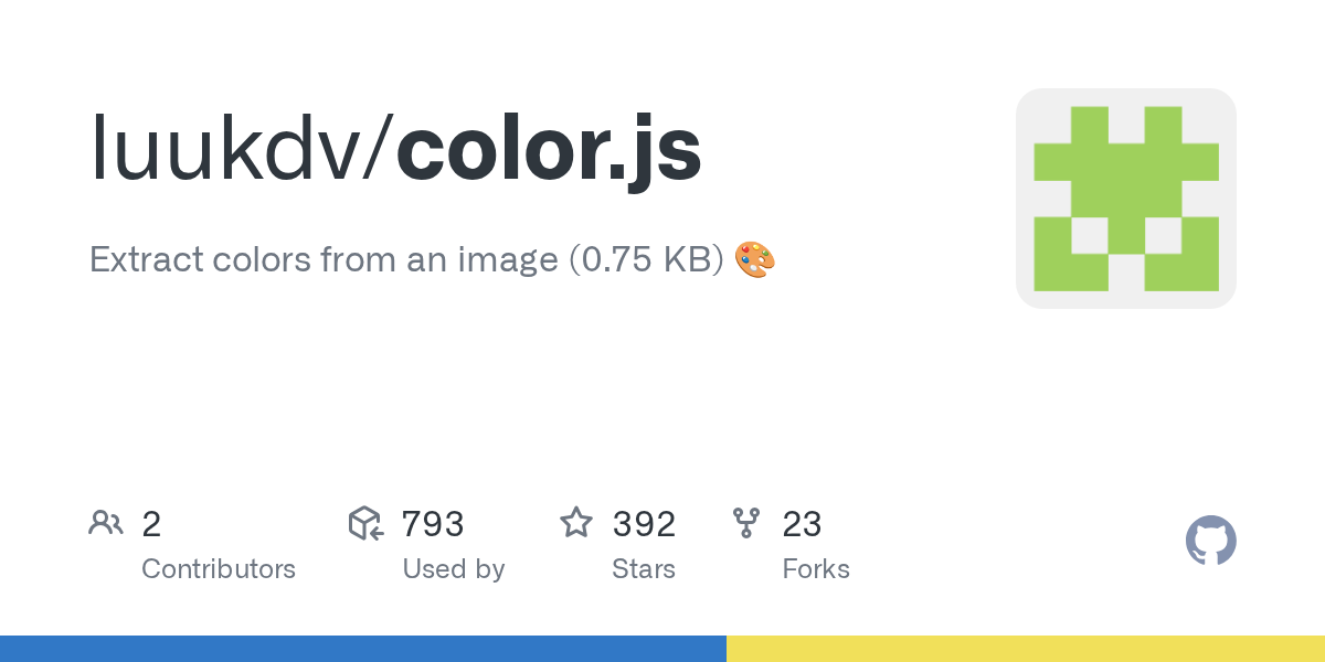 GitHub - luukdv/color.js: Extract colors from an image (0.75 KB) 🎨