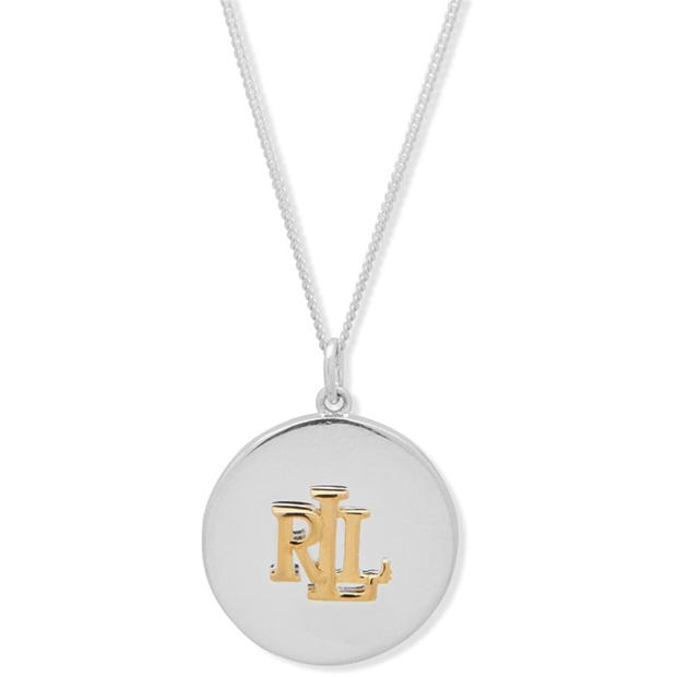RALPH LAUREN: RALPH LAUREN Sterling Silver Crest Pendant Necklace