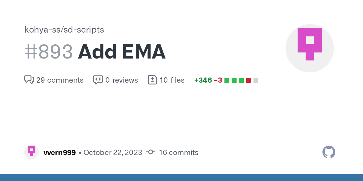 Add EMA by vvern999 · Pull Request #893 · kohya-ss/sd-scripts