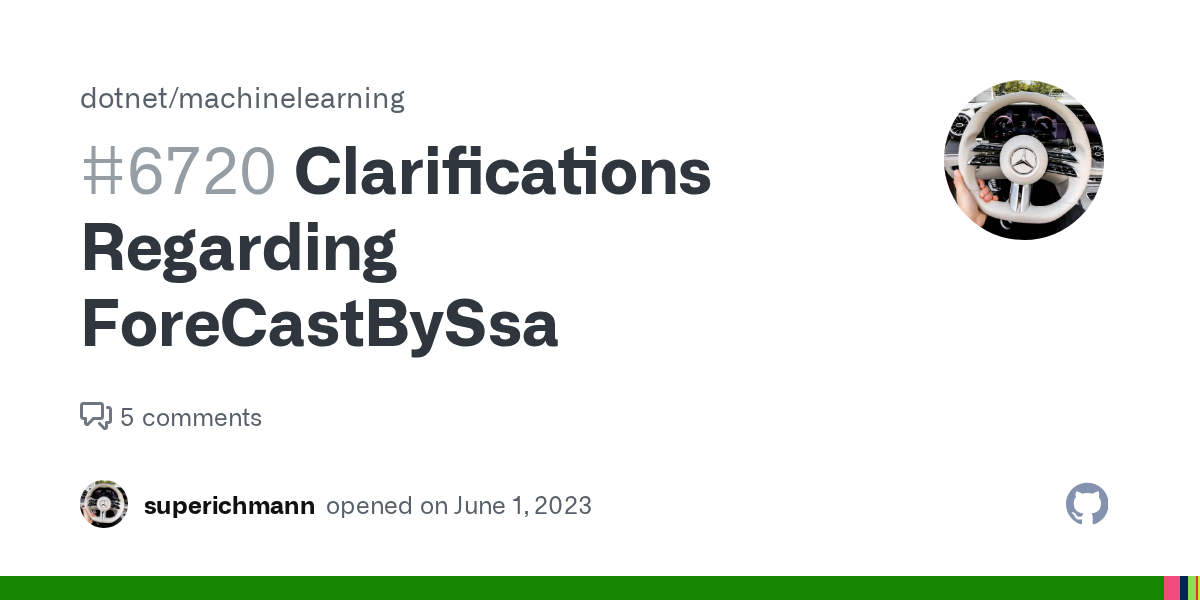 Clarifications Regarding ForeCastBySsa · Issue #6720 · dotnet/machi...