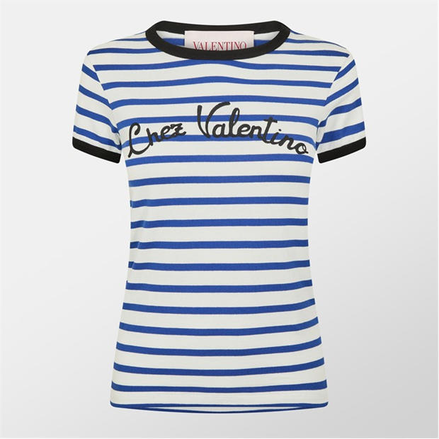 VALENTINO: VALENTINO Striped Logo T-Shirt